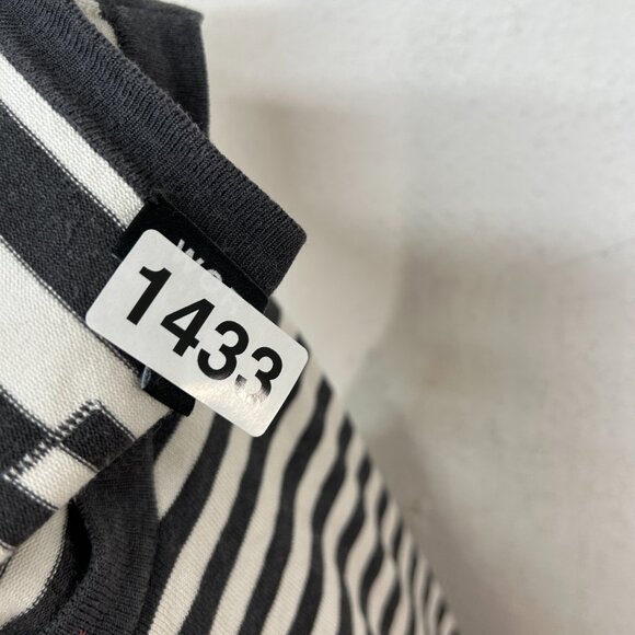 WORTH New York ladies silk knit Sweater large white black stripe capsule minimal - Picture 9 of 10